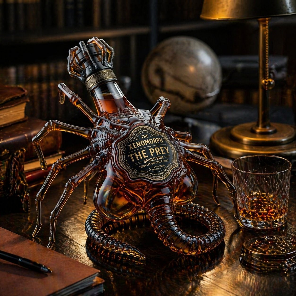 The Facehugger Black Spiced Rum 3D Sculpted Facehugger Collector's Edition Bottle