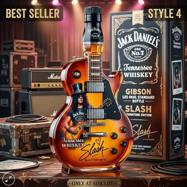 🎁 Father’s Day 👨‍🎤🤘Appetite for Rock: Vintage Sunburst Guitar Figurine Spirit Bottle🎸✨