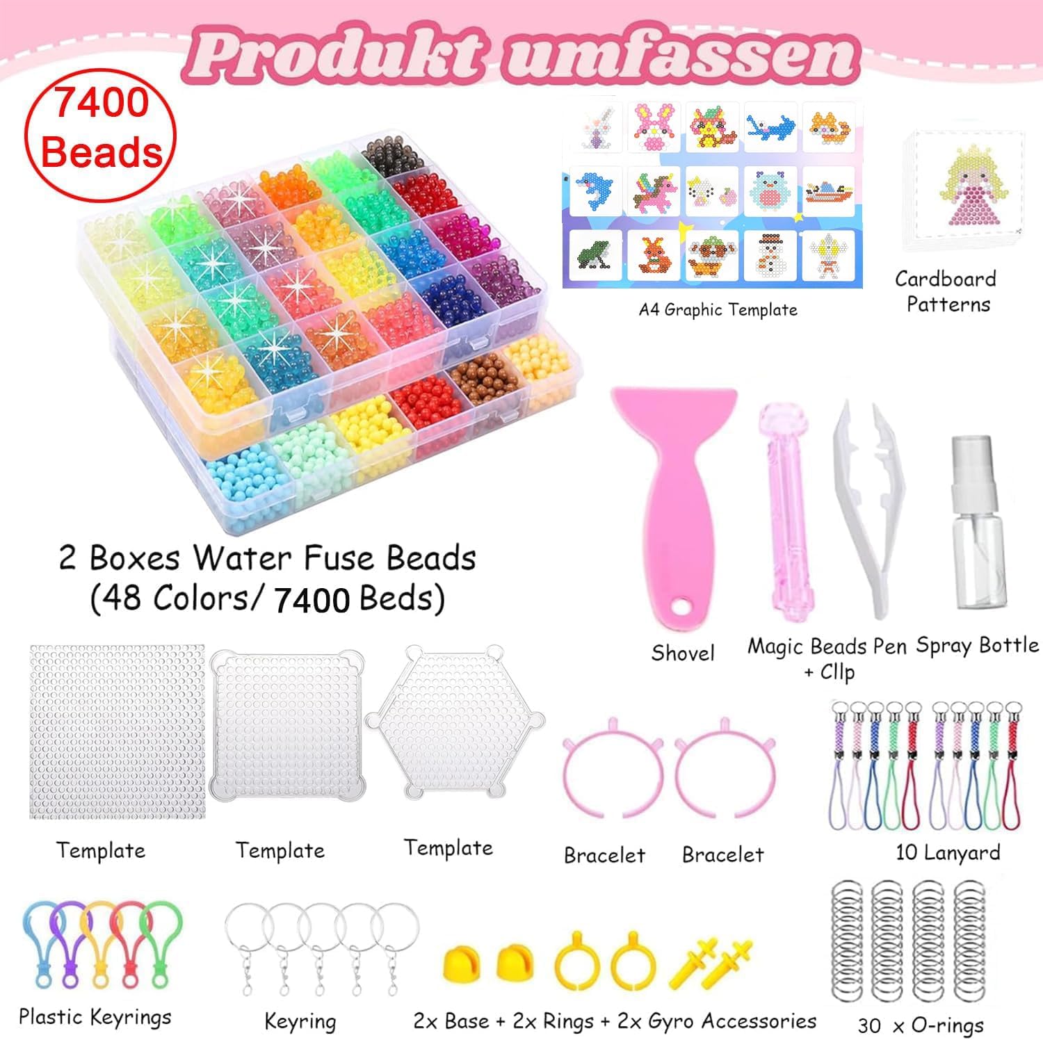 Aqua Water Mist Magic Beads Kit – 2200/3000Pcs No-Iron Fuse Bead Craft Set for Kids