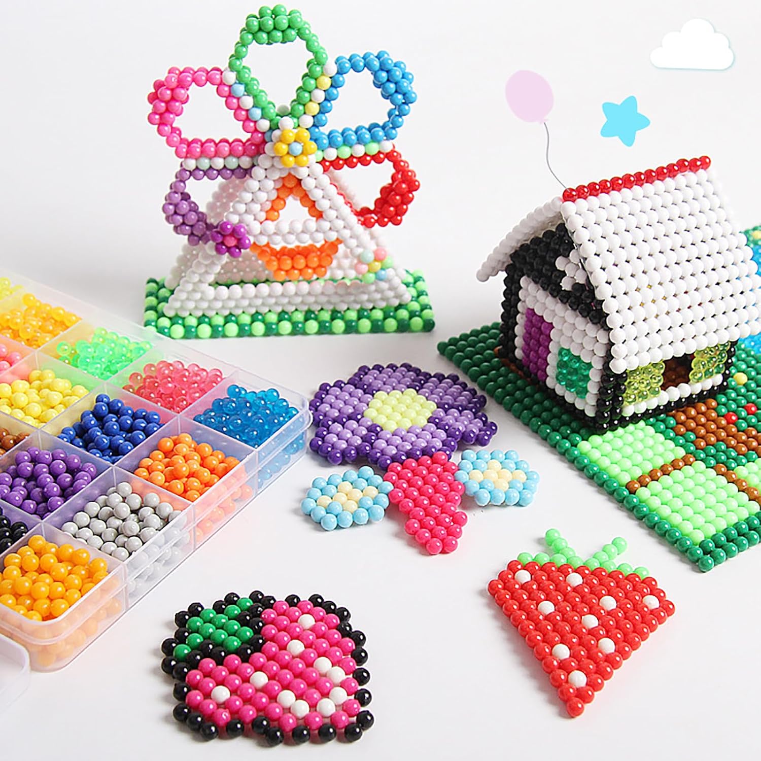 Aqua Water Mist Magic Beads Kit – 2200/3000Pcs No-Iron Fuse Bead Craft Set for Kids