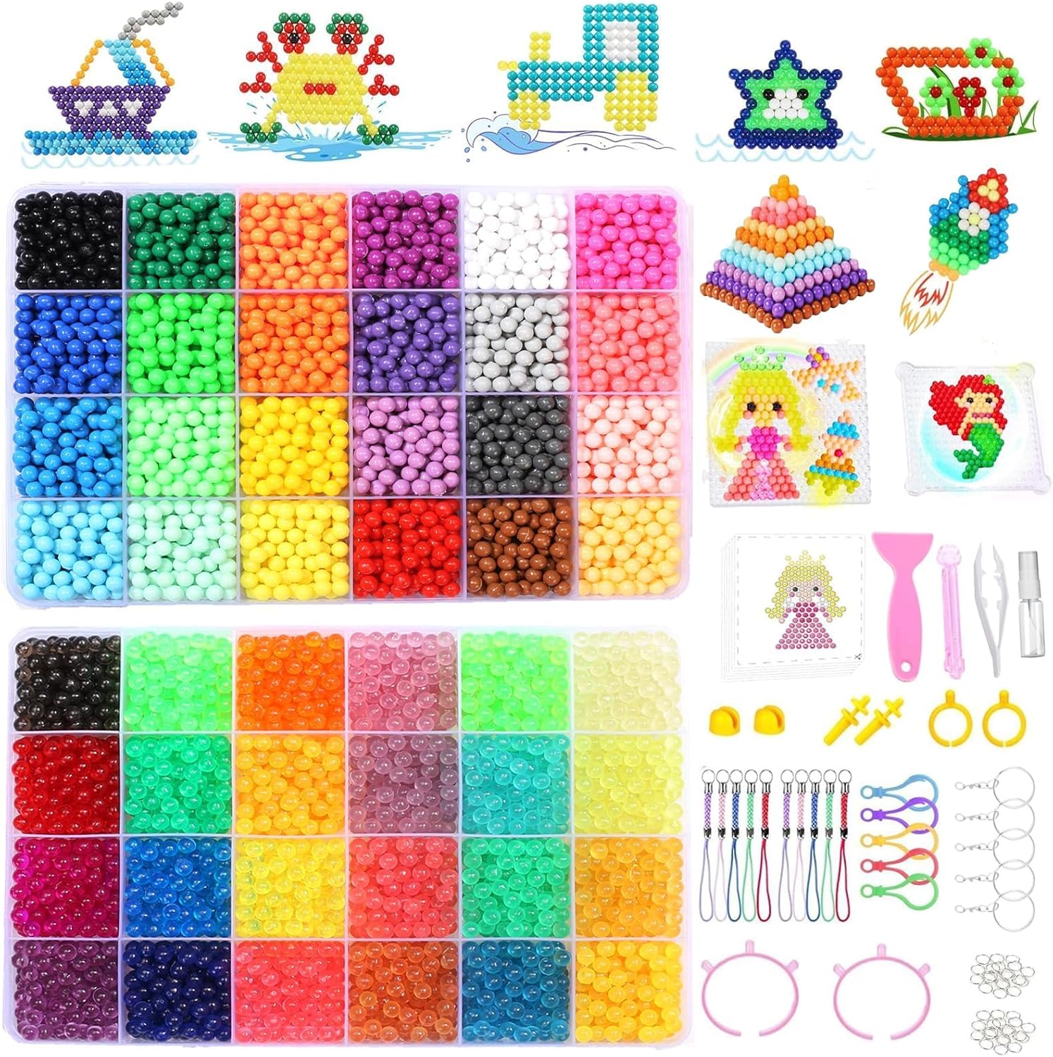 Aqua Water Mist Magic Beads Kit – 2200/3000Pcs No-Iron Fuse Bead Craft Set for Kids