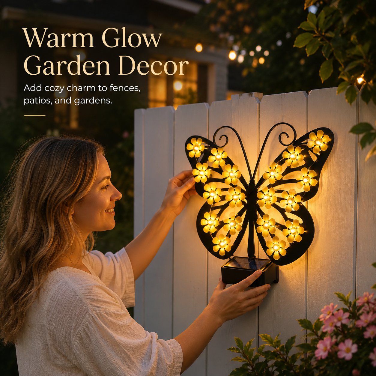 🦋 Solar Butterfly Garden Light - Warm Glow Outdoor Fence Decor