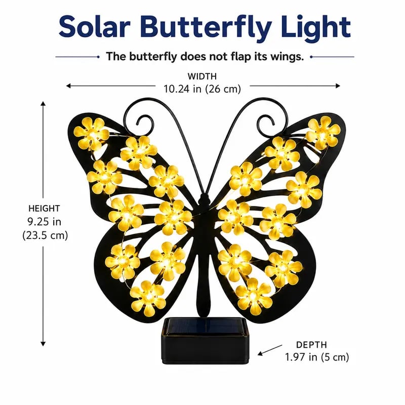 🦋 Solar Butterfly Garden Light - Warm Glow Outdoor Fence Decor