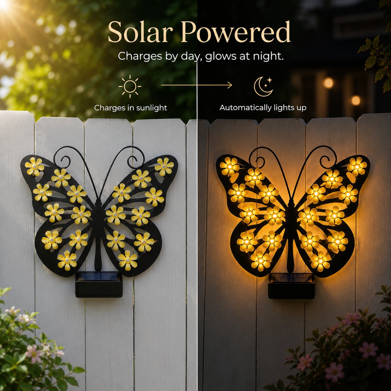 🦋 Solar Butterfly Garden Light - Warm Glow Outdoor Fence Decor