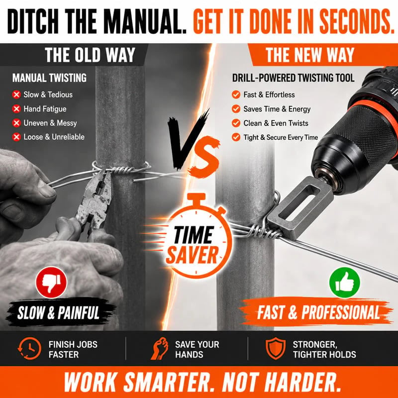 🧰Steel Wire Twisting Tool for Drill - Fast Tightening & Auto Trimming Wire Twist Attachment 🔥 Buy 1 Get 1 Free(2 Pcs)