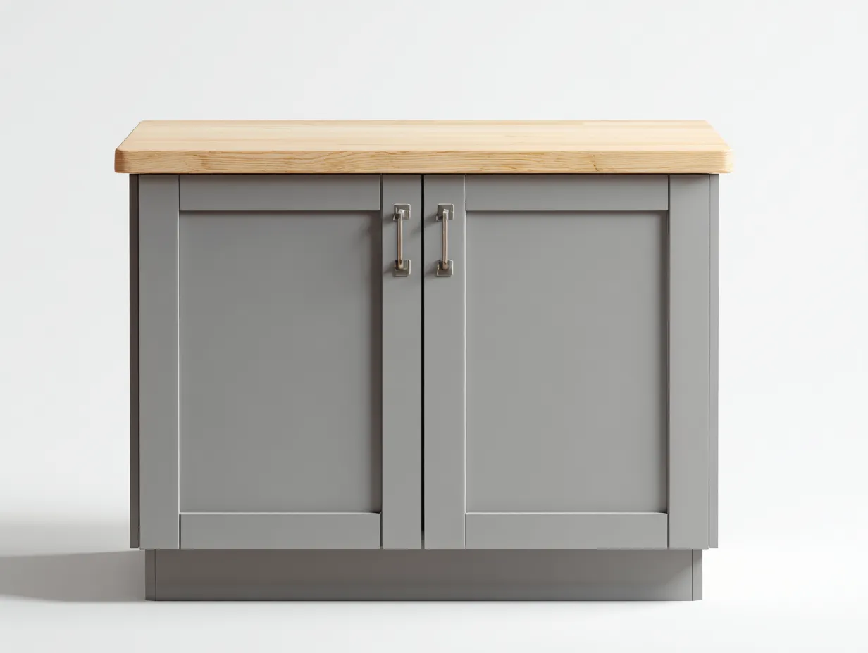 Buffet en bois et MDF avec 2 portes 100x45x85 cm - Couleur bois naturel-Gris clair - Design moderne - Adapté à la salle à manger-Volinahome