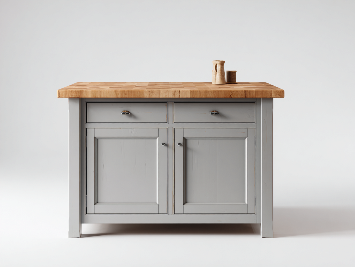 Buffet en bois massif et panneaux bois 120x45x85 cm - bois naturel-gris - style moderne - pour salle à manger-Volinahome