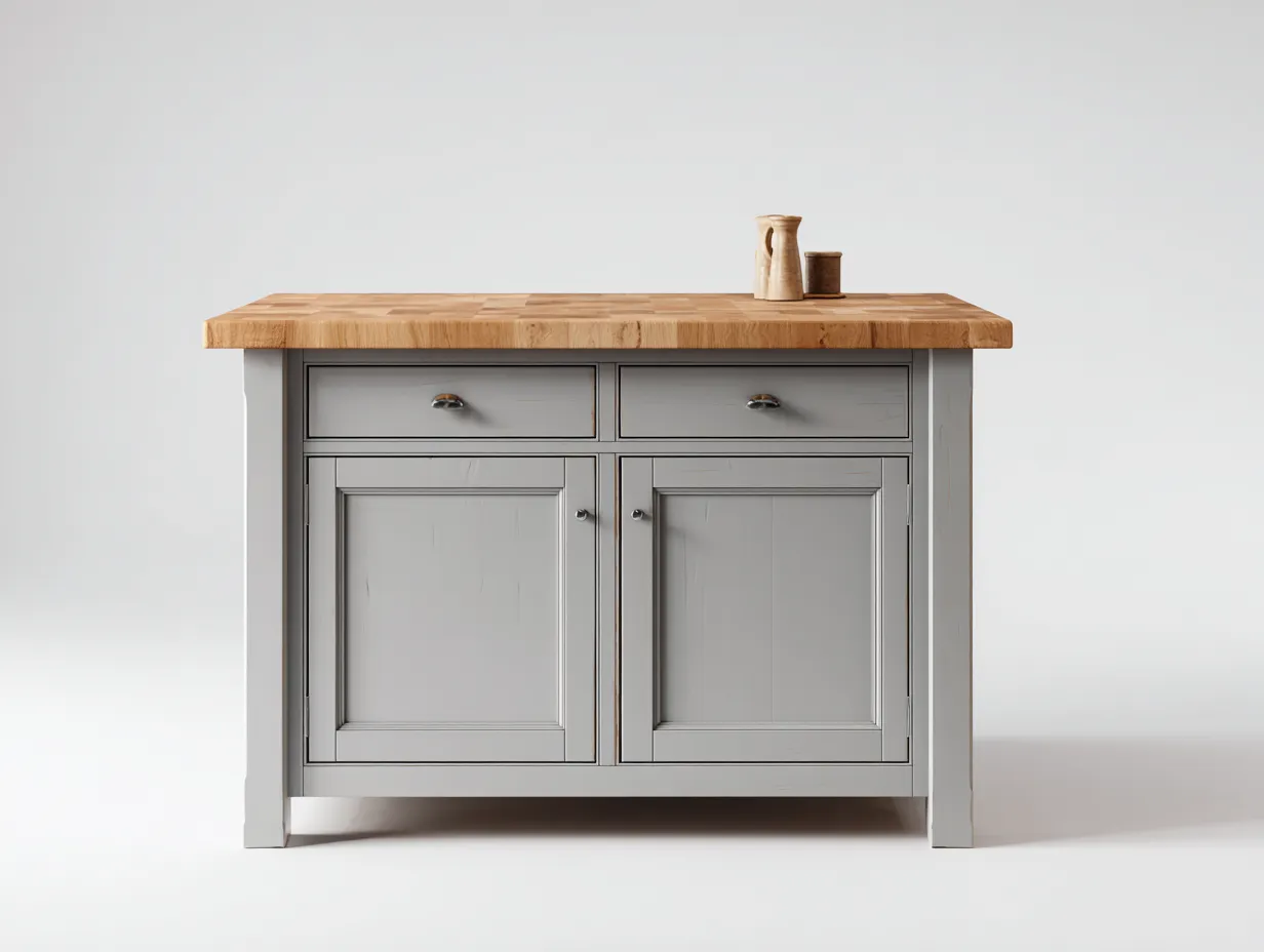 Buffet en bois massif et panneaux bois 120x45x85 cm - bois naturel-gris - style moderne - pour salle à manger-Volinahome