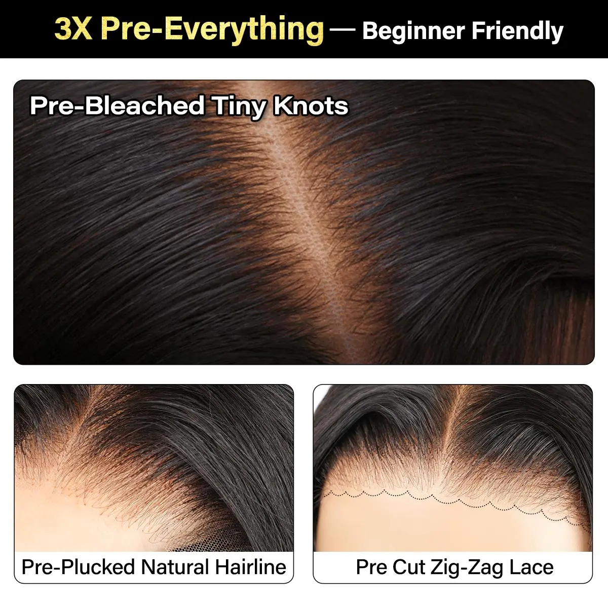 [Free Upgraded] viv HAIR Wear And Go Glueless Wigs Pre Cut 7x5 HD Straight Lace Human Hair Wigs Pre Bleached Tiny Knots Beginner Friendly#SummerVibes