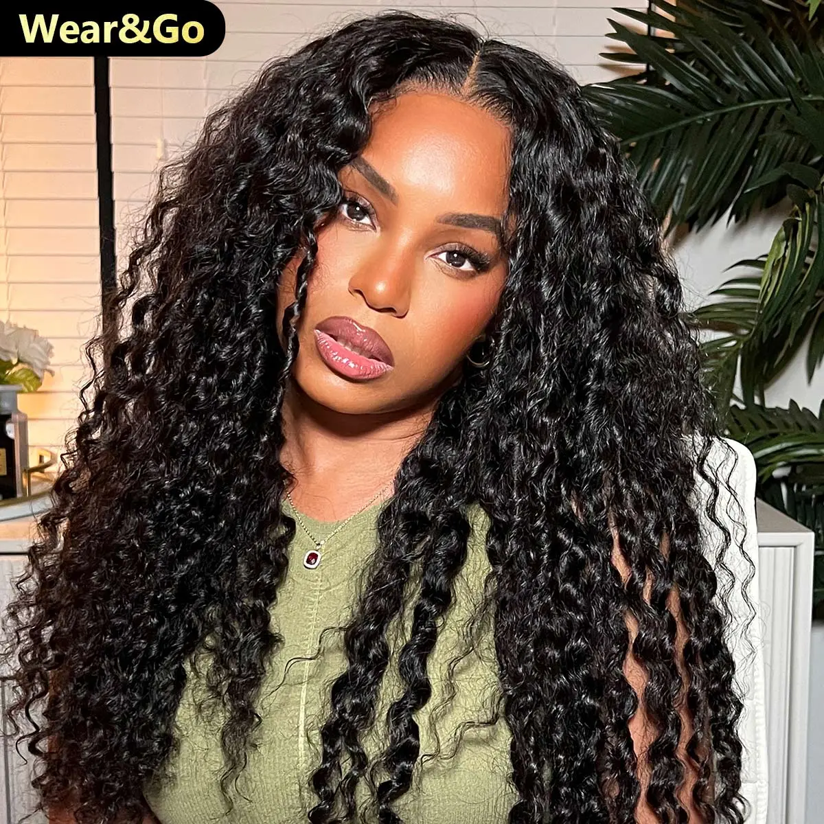 OQ HAIR Deep Wave Wear And Go Glueless Wigs Pre Bleached Tiny Knots Pre Cut Lace 7x5 HD Lace Wigs For Black Women