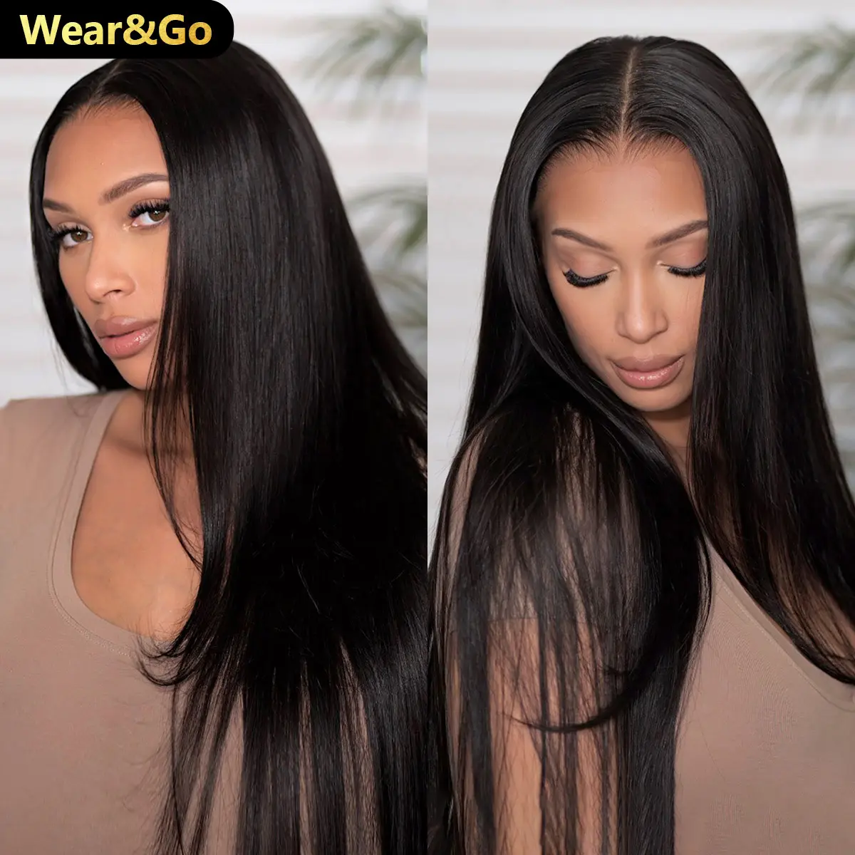 [Free Upgraded] viv HAIR Wear And Go Glueless Wigs Pre Cut 7x5 HD Straight Lace Human Hair Wigs Pre Bleached Tiny Knots Beginner Friendly#SummerVibes