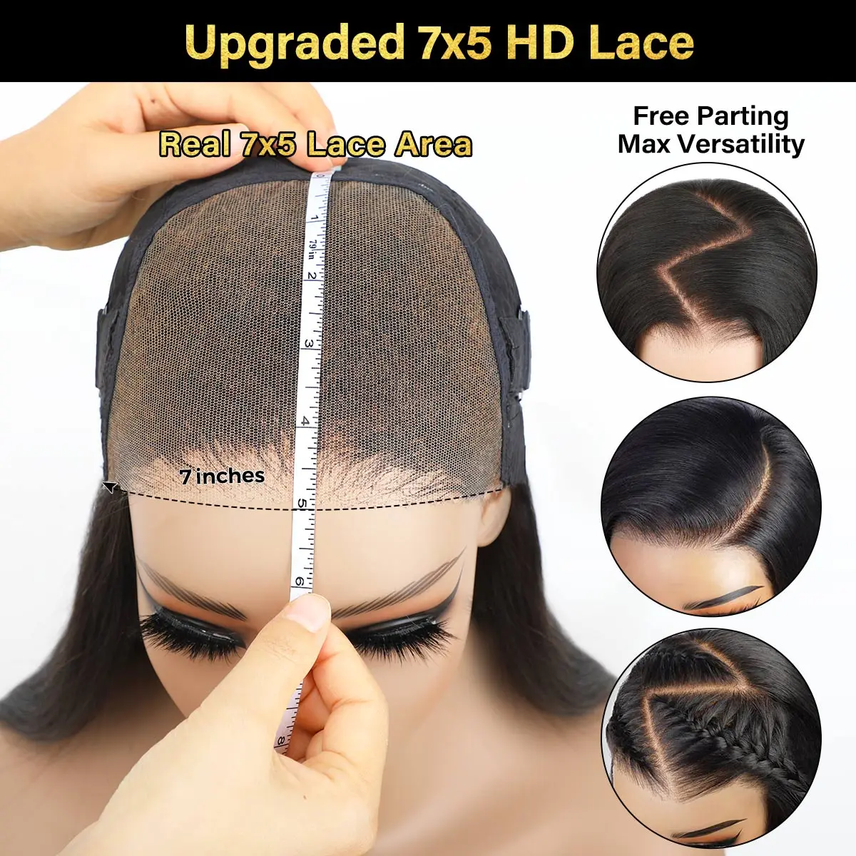 [Free Upgraded] viv HAIR Wear And Go Glueless Wigs Pre Cut 7x5 HD Straight Lace Human Hair Wigs Pre Bleached Tiny Knots Beginner Friendly#SummerVibes