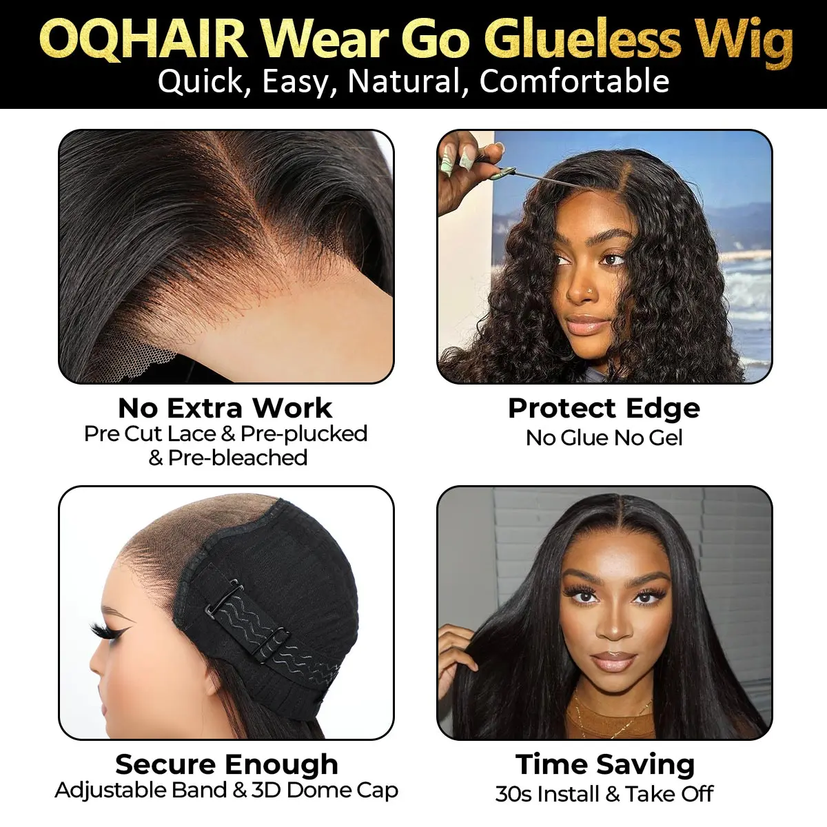 [Free Upgraded] viv HAIR Wear And Go Glueless Wigs Pre Cut 7x5 HD Straight Lace Human Hair Wigs Pre Bleached Tiny Knots Beginner Friendly#SummerVibes