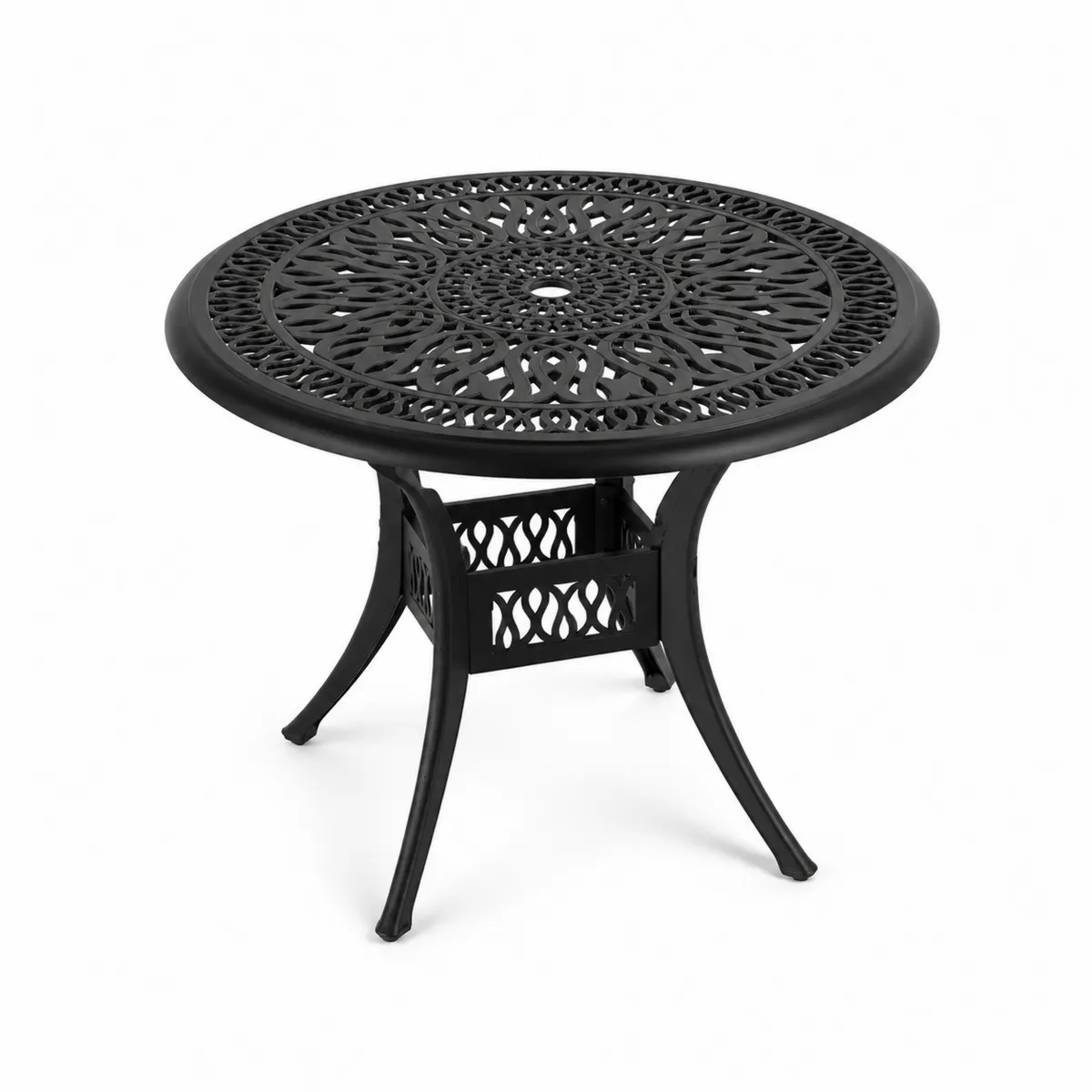 Okrągły stół ogrodowy aluminiowy, czarny, średnica 90 cm-Zengloweu