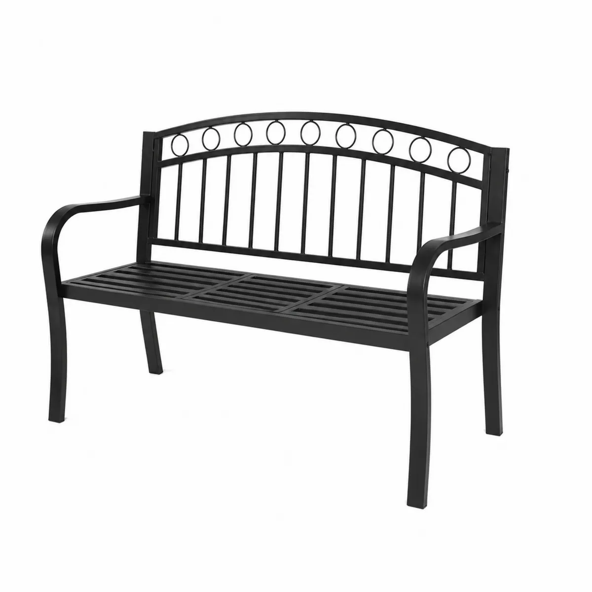 Czarna metalowa ławka 125cm-Zengloweu