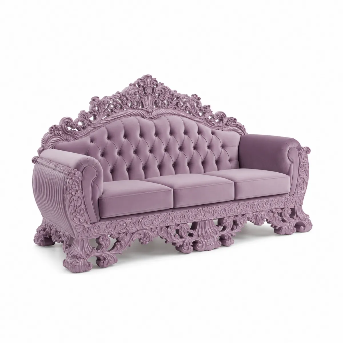Fioletowa sofa 3-osobowa z aksamitu ze stelażem drewnianym-Zengloweu