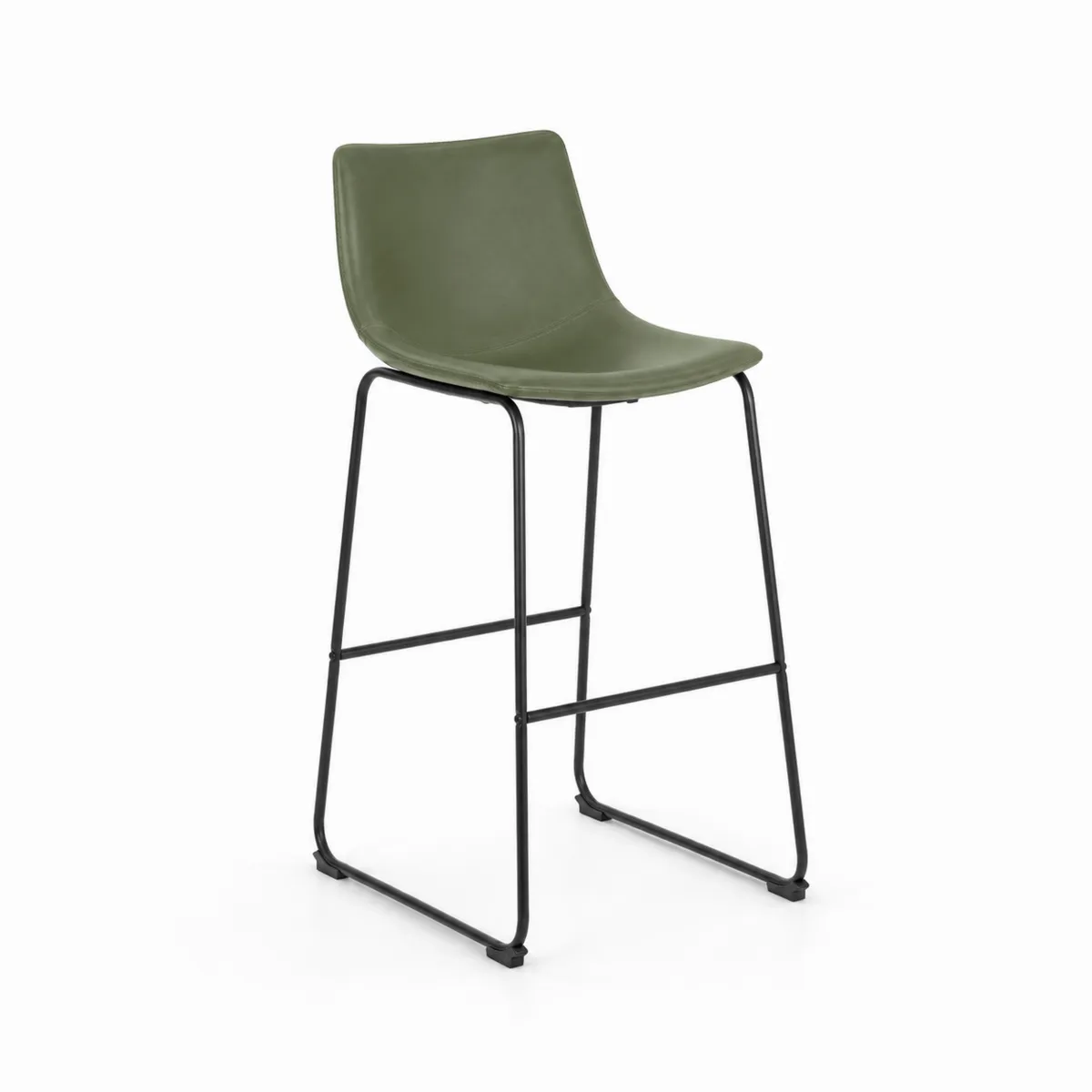 Stołek barowy 76 cm metal zielony skóra ekologiczna-Zengloweu