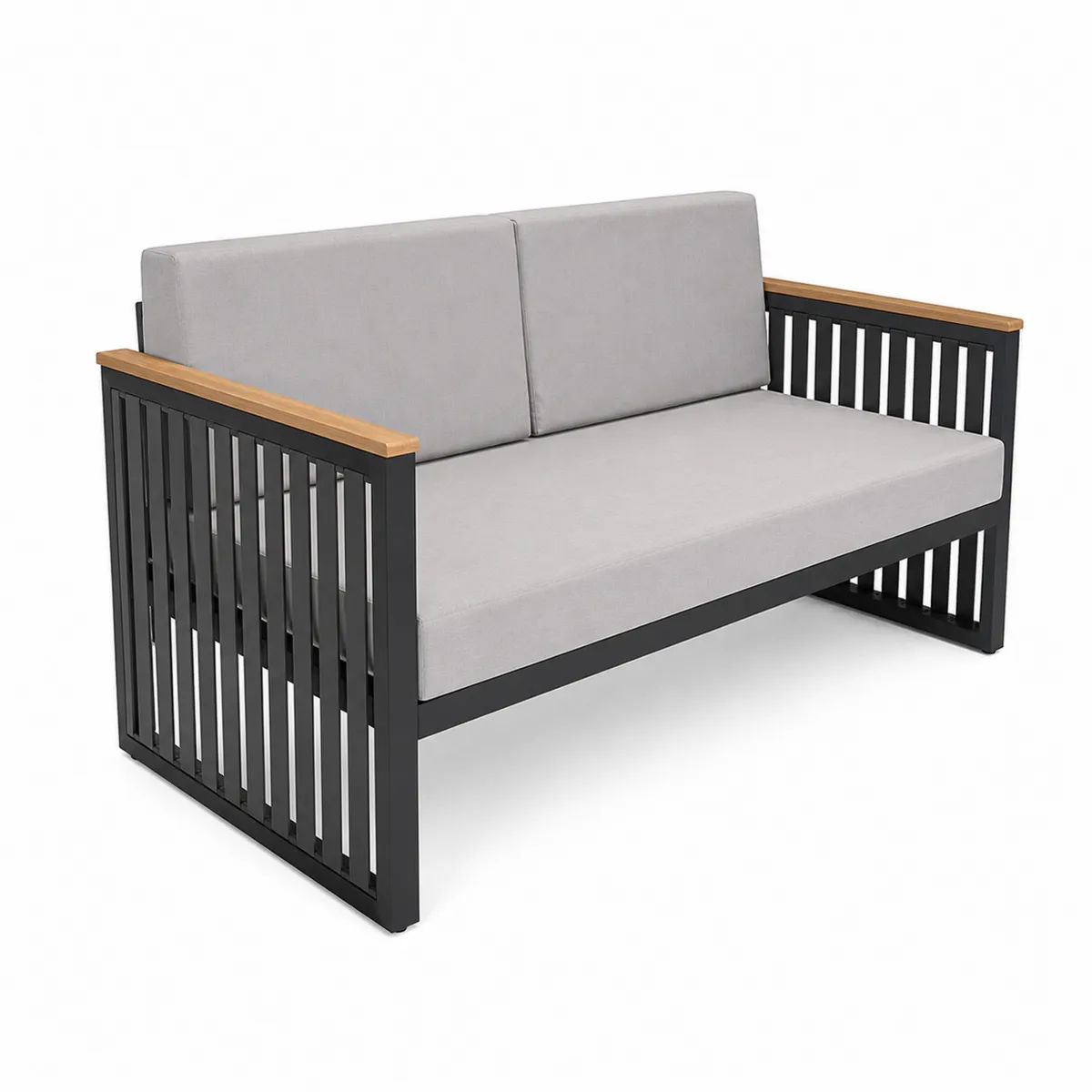 Sofa ogrodowa z aluminium i drewnem, szara-Zengloweu