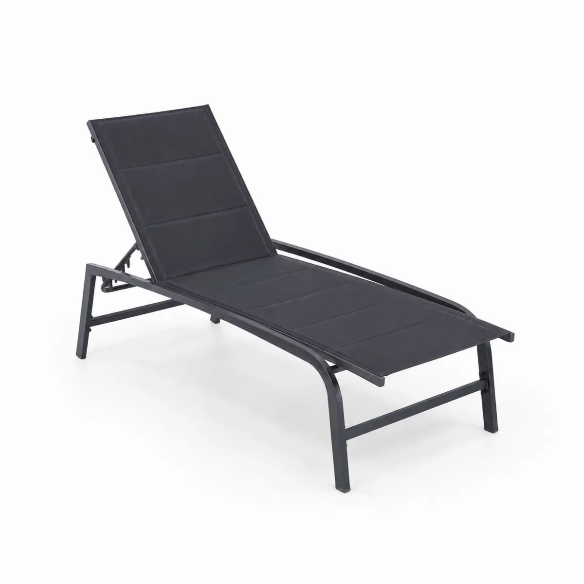 Leżak aluminiowy z regulacją, 195 cm x 65 cm, Czarny-Zengloweu