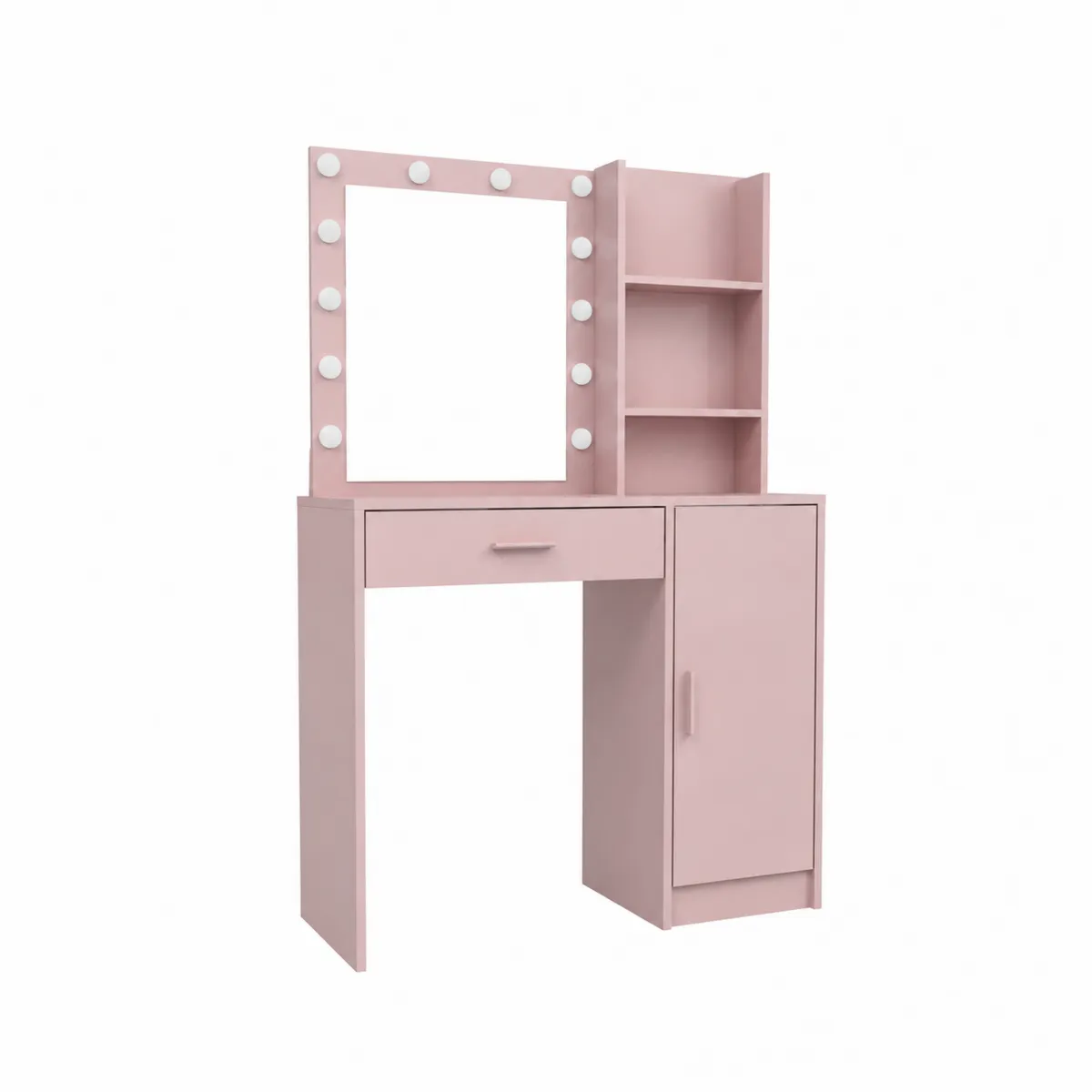 Toaletka z lustrem LED Różowy MDF 80x40x140 cm-Zengloweu