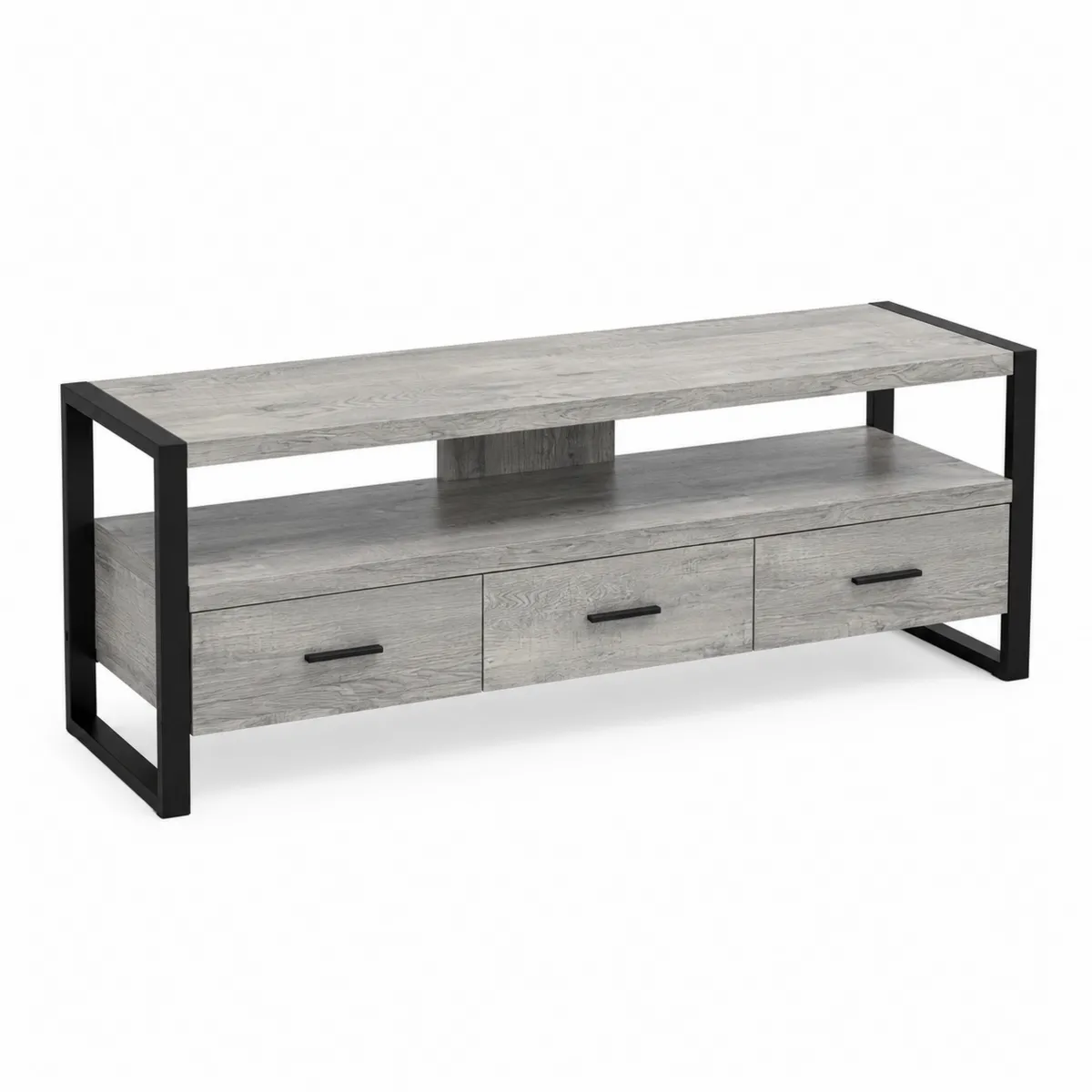 Szafka RTV z MDF i stalową ramą szara 140 cm-Zengloweu