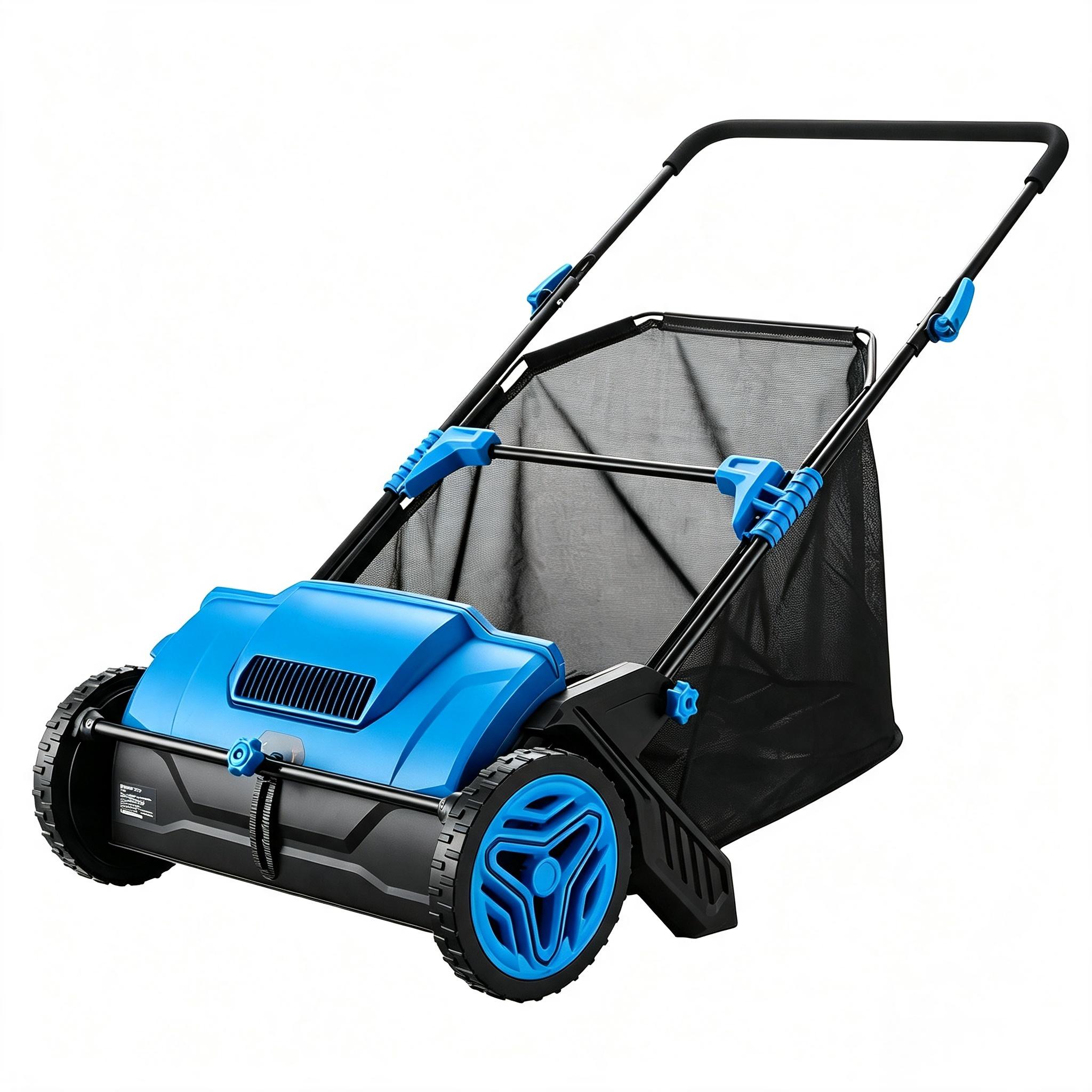 Lepaiyou 21-inch push lawn sweeper with a 3.5 cubic foot grass collection bin