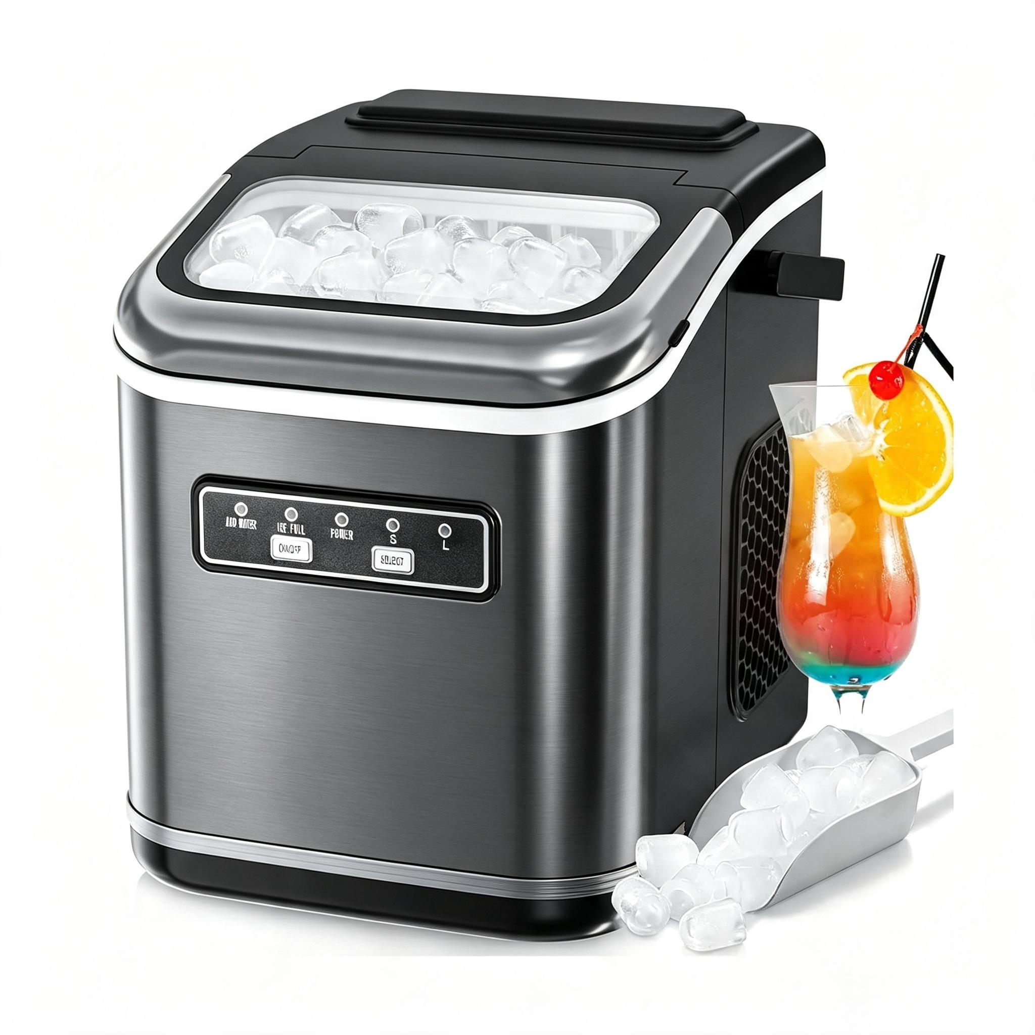 COWSAR Portable Bullet Ice Maker - Self-Cleaning Stainless Steel