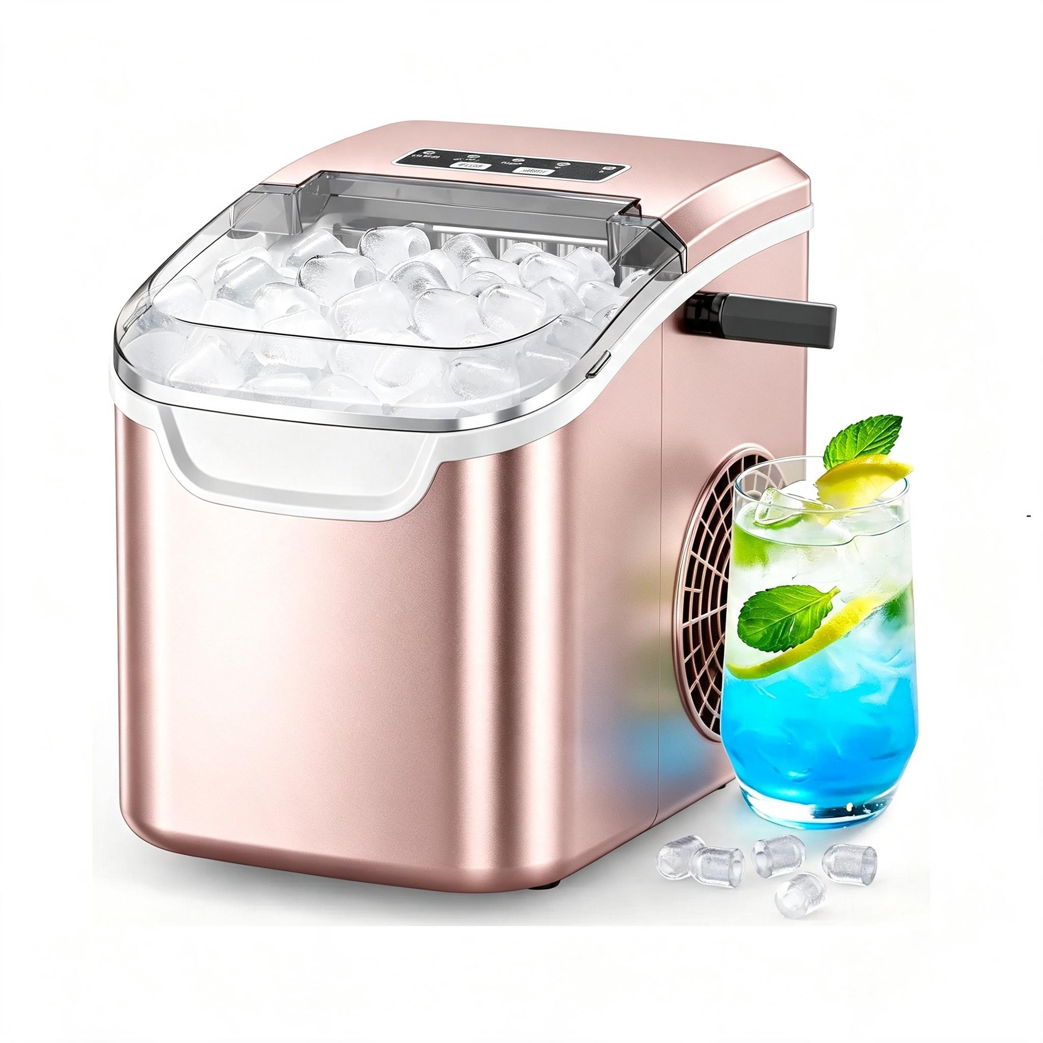 COWSAR Portable Bullet Ice Maker - Self-Cleaning Stainless Steel