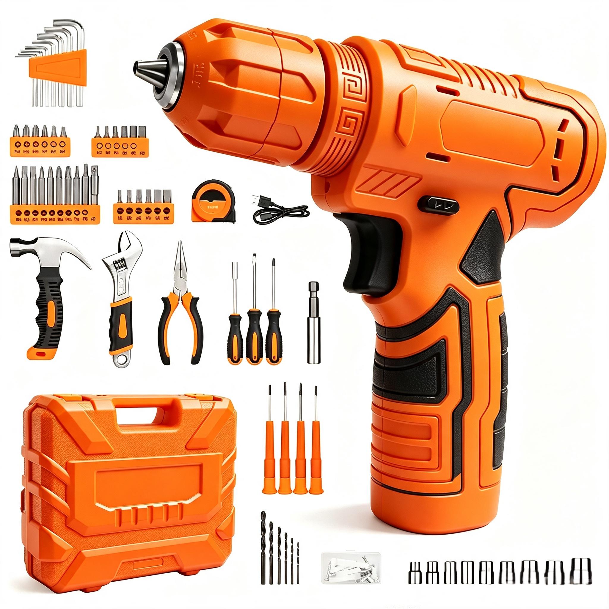 Miumustore 126-piece tool kit, including a cordless drill, suitable for home and DIY projects.