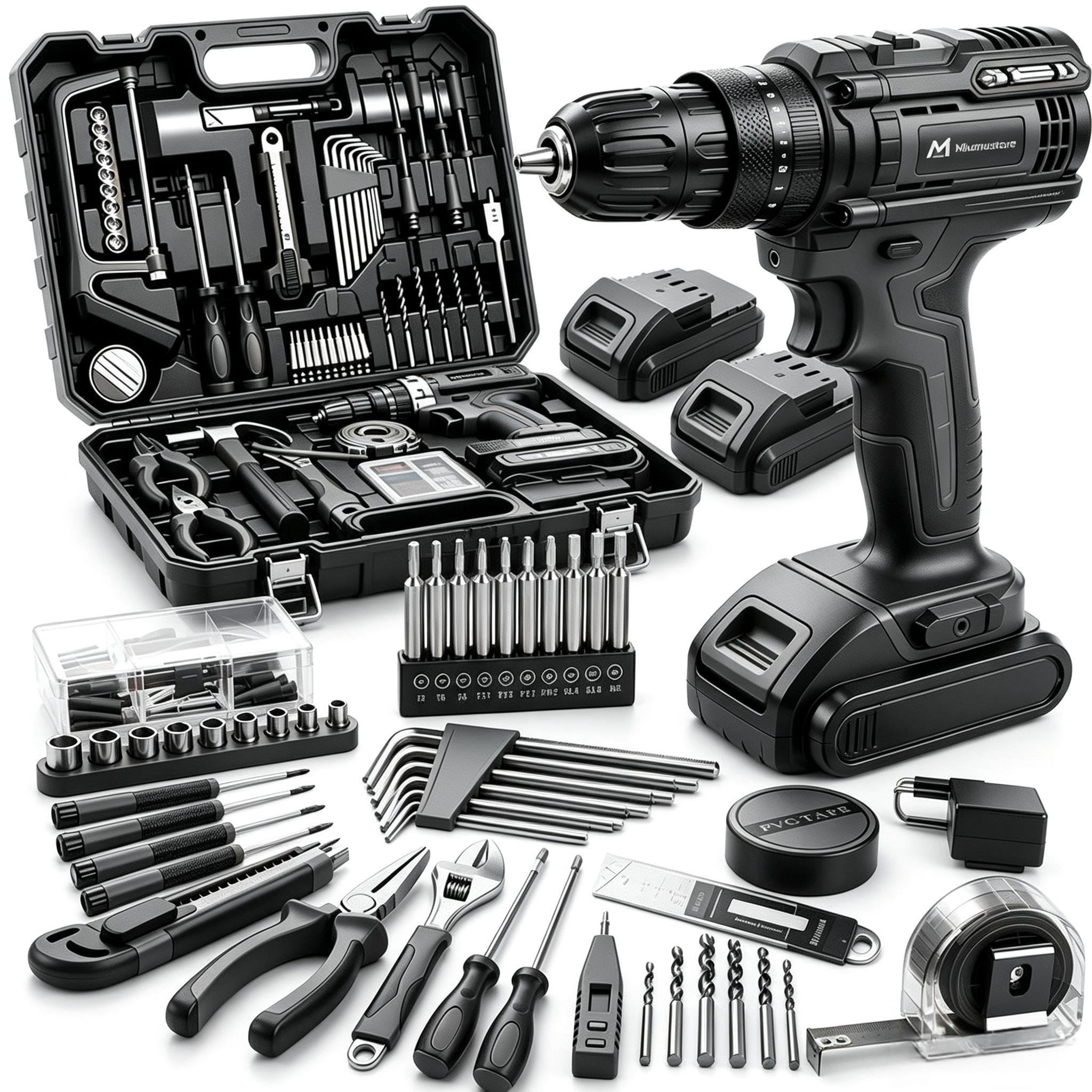 128‑Piece 21V Cordless Drill Tool Set | DIY Kit for Furniture & Home Repairs
