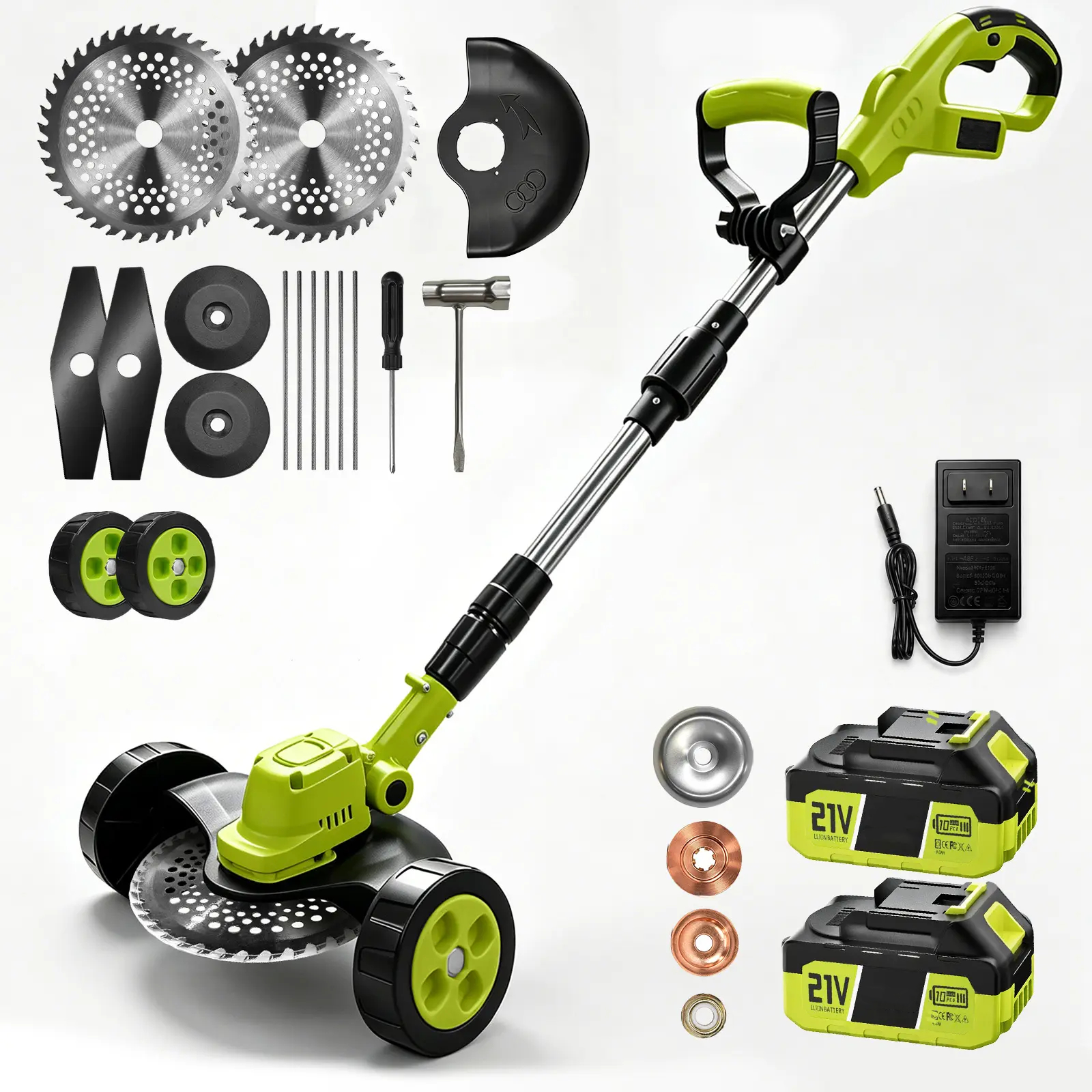 3-in-1 Cordless Lawn Mower with 2×21V Batteries