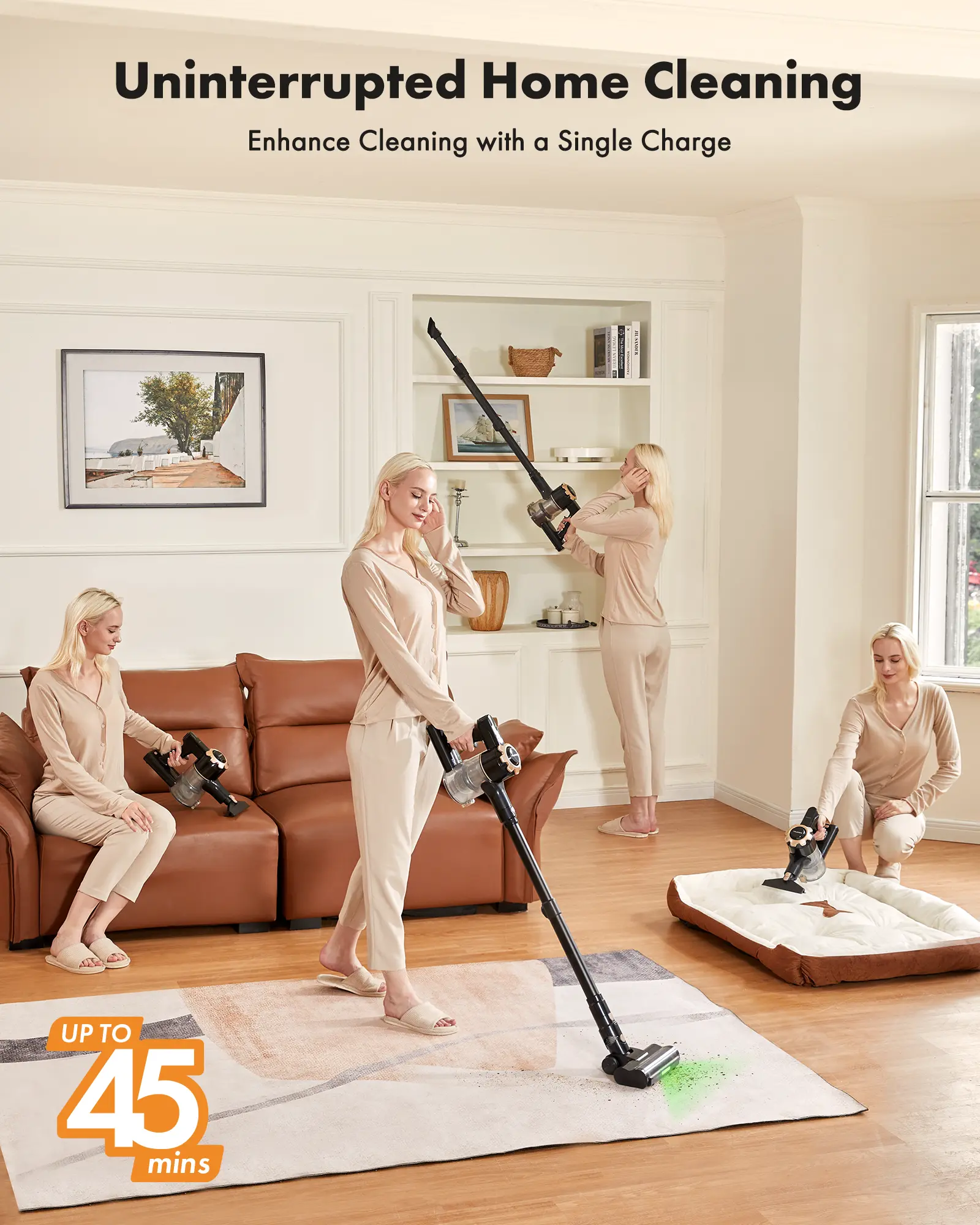 【lepaiyou 2026 Newly Upgraded】The Trucozie T350 cordless vacuum cleaner now features an upgraded green LED dust level indicator and an upright mode. Brought to you by lepaiyou, your trusted European retailer.