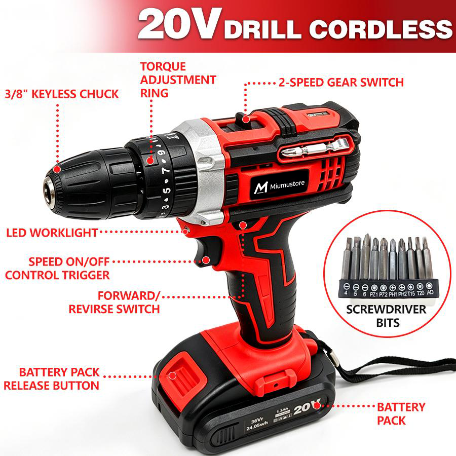 128‑Piece 21V Cordless Drill Tool Set | DIY Kit for Furniture & Home Repairs