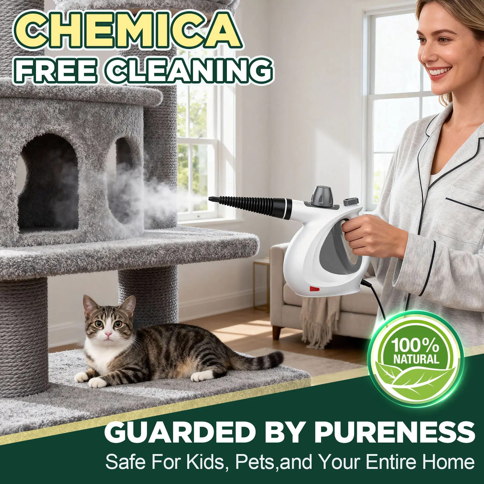 Phueut Handheld Multi-Surface Steam Cleaner - 12 Accessories