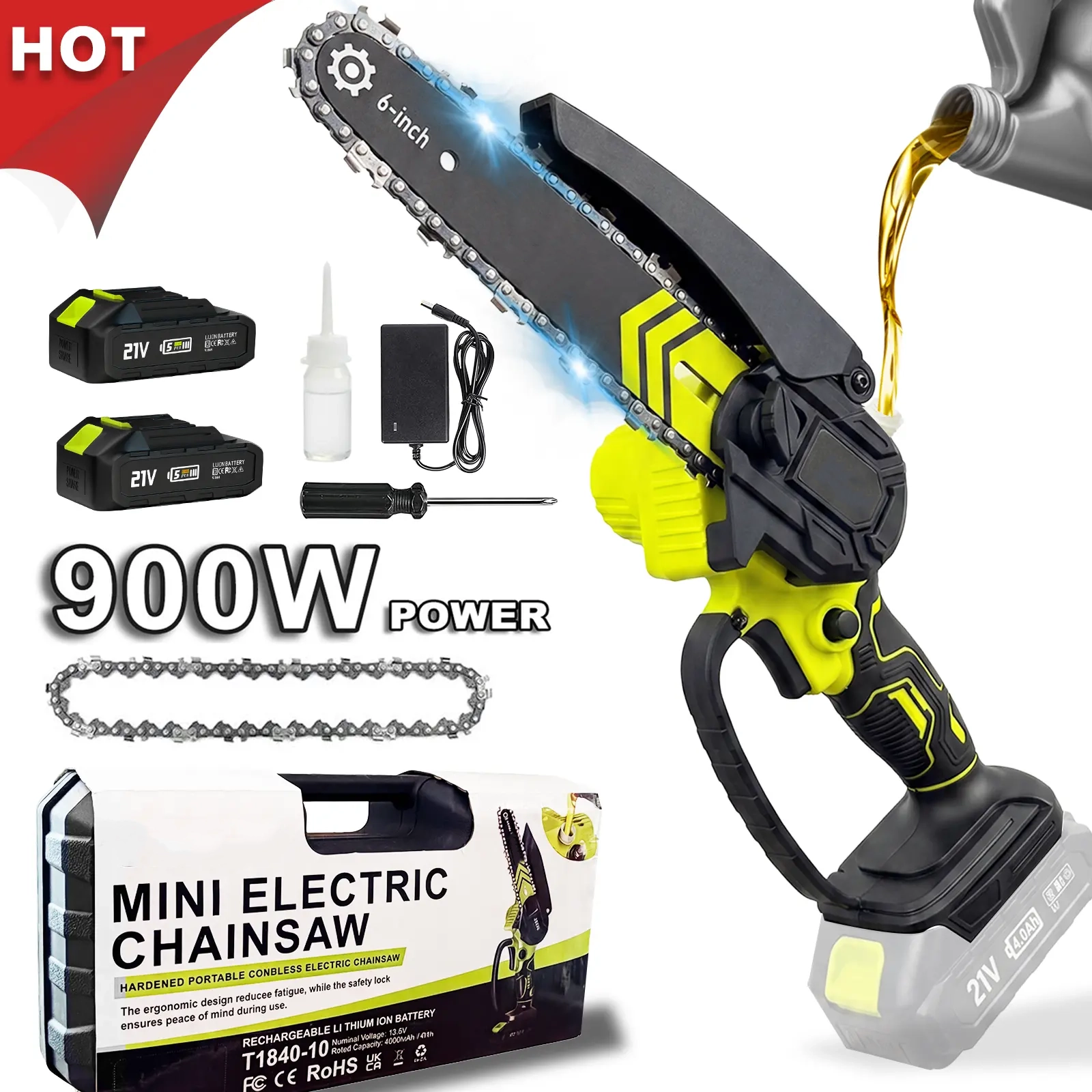 lepaiyou Brushless Mini Chainsaw - Cordless Electric Saw for Wood Cutting