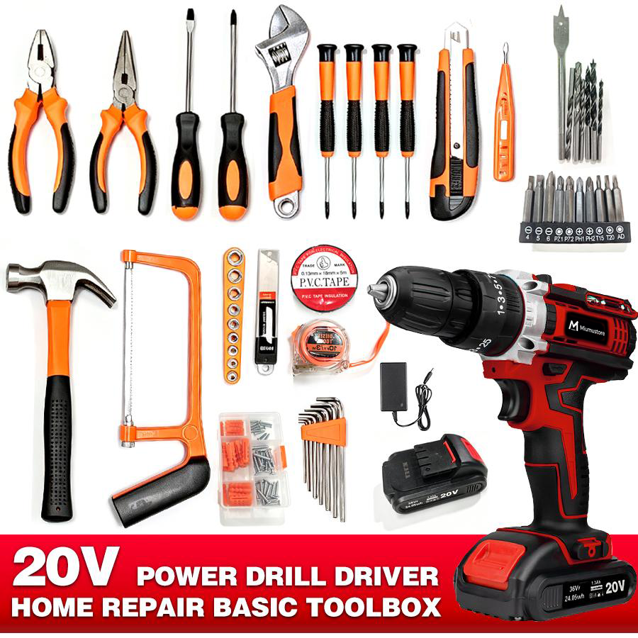 128‑Piece 21V Cordless Drill Tool Set | DIY Kit for Furniture & Home Repairs