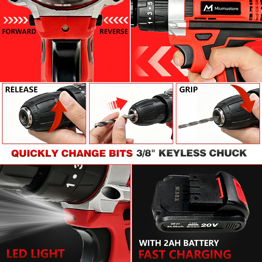 128‑Piece 21V Cordless Drill Tool Set | DIY Kit for Furniture & Home Repairs
