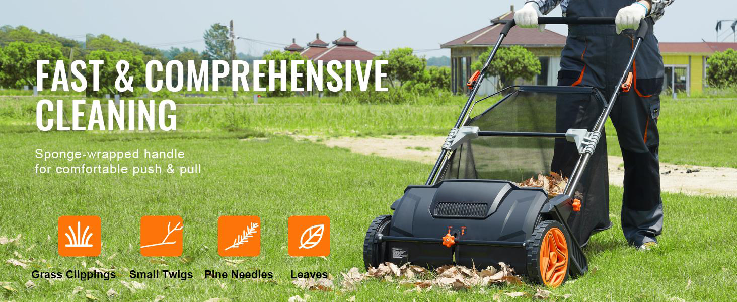 VEVOR 21-Inch Push Lawn Sweeper with 3.5 cu. ft. Hopper