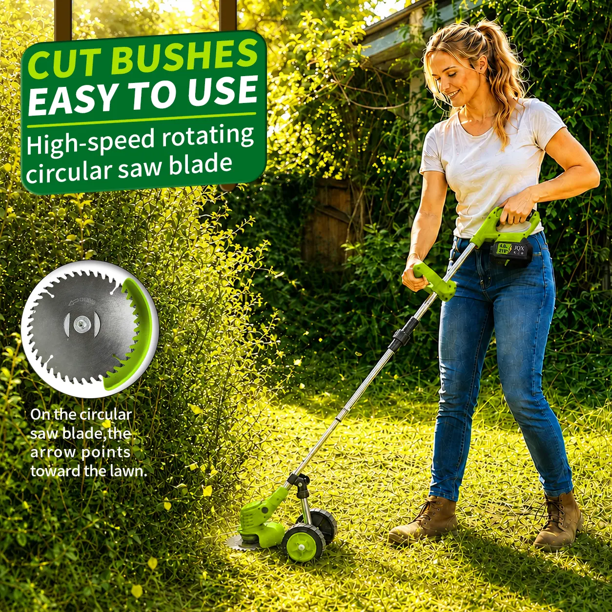 21V Cordless 3-in-1 Weed Whacker with Adjustable Handle