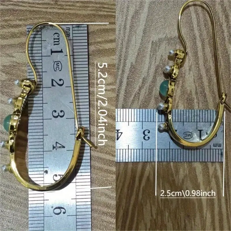1 pair bohemian style gold plated earrings with blue sapphire and pearl accents vintage inspired dangle jewelry versatile fashion accessory ideal gift for any occasion details 3