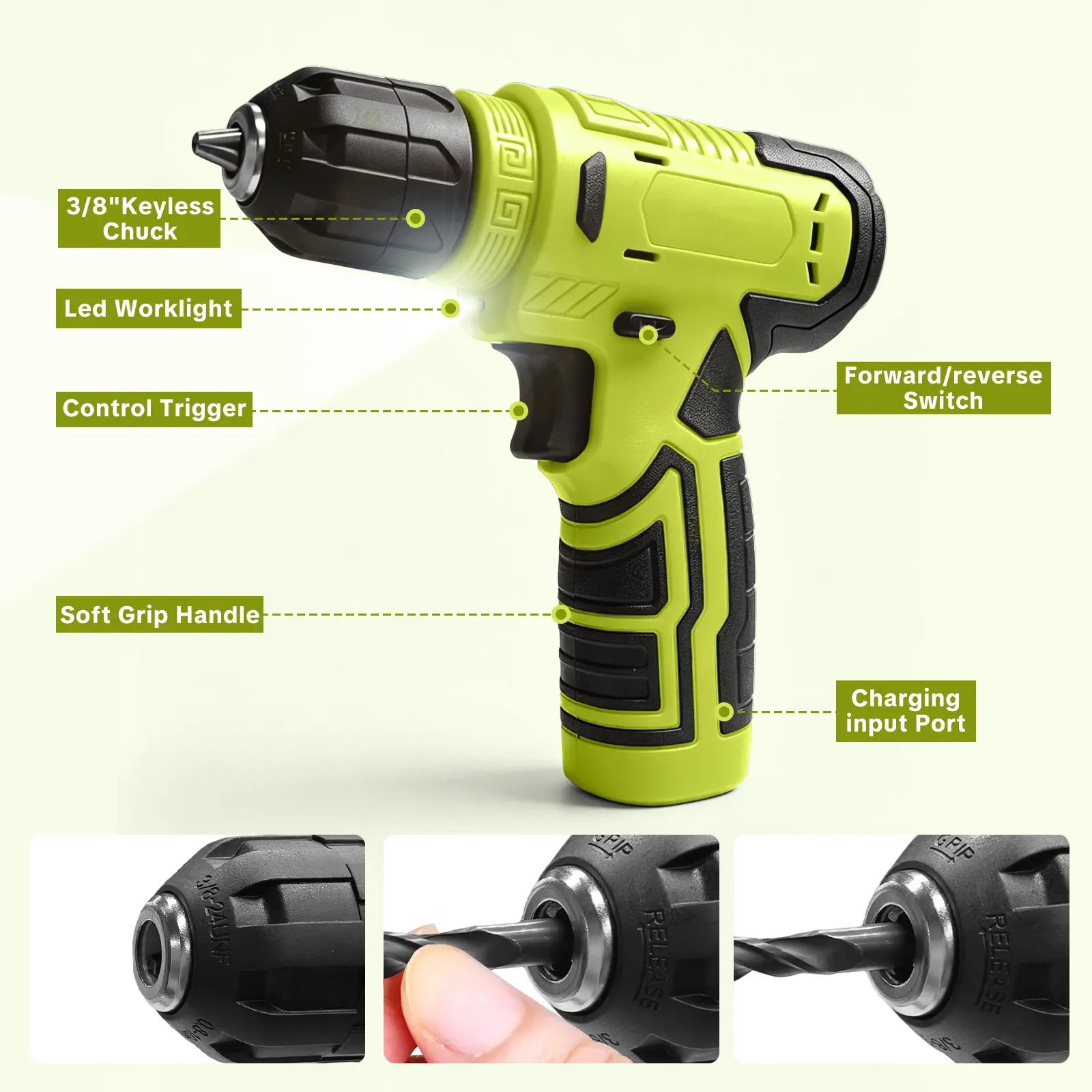 Miumustore 126-piece tool kit, including a cordless drill, suitable for home and DIY projects.