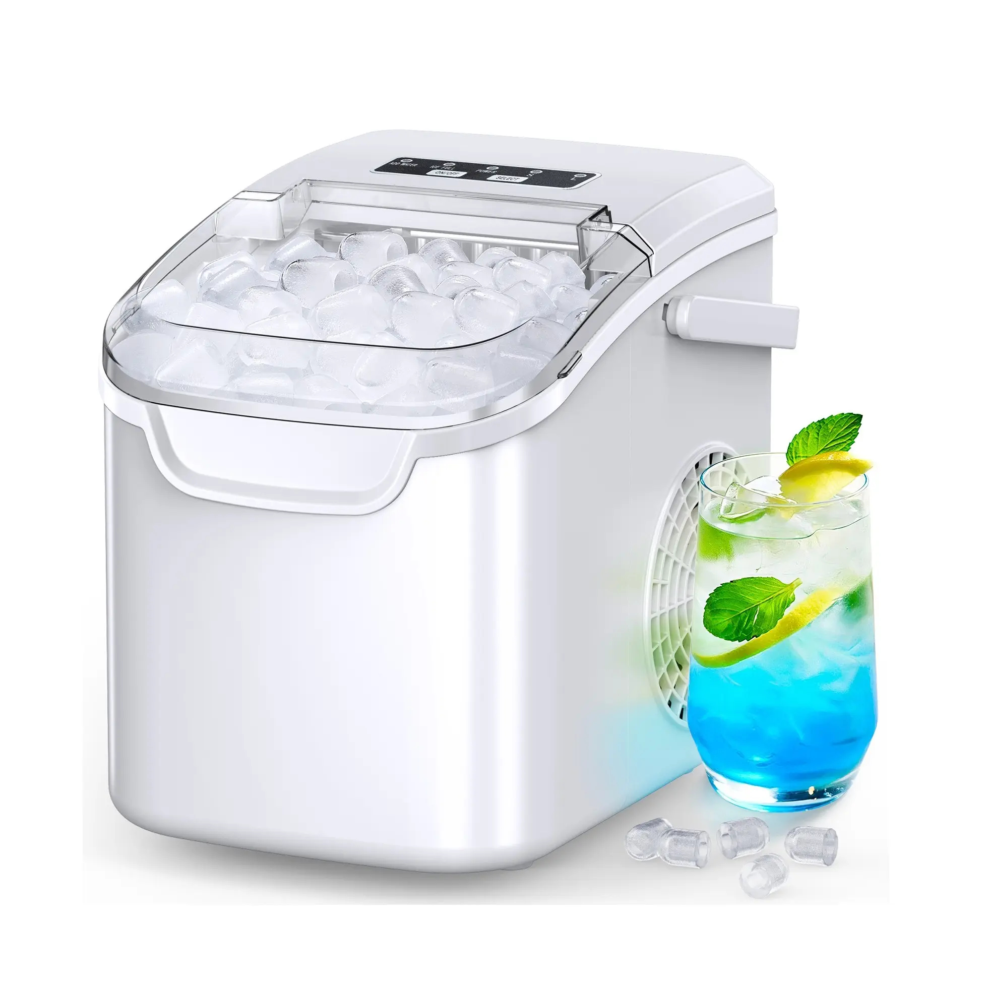 COWSAR Portable Bullet Ice Maker - Self-Cleaning Stainless Steel
