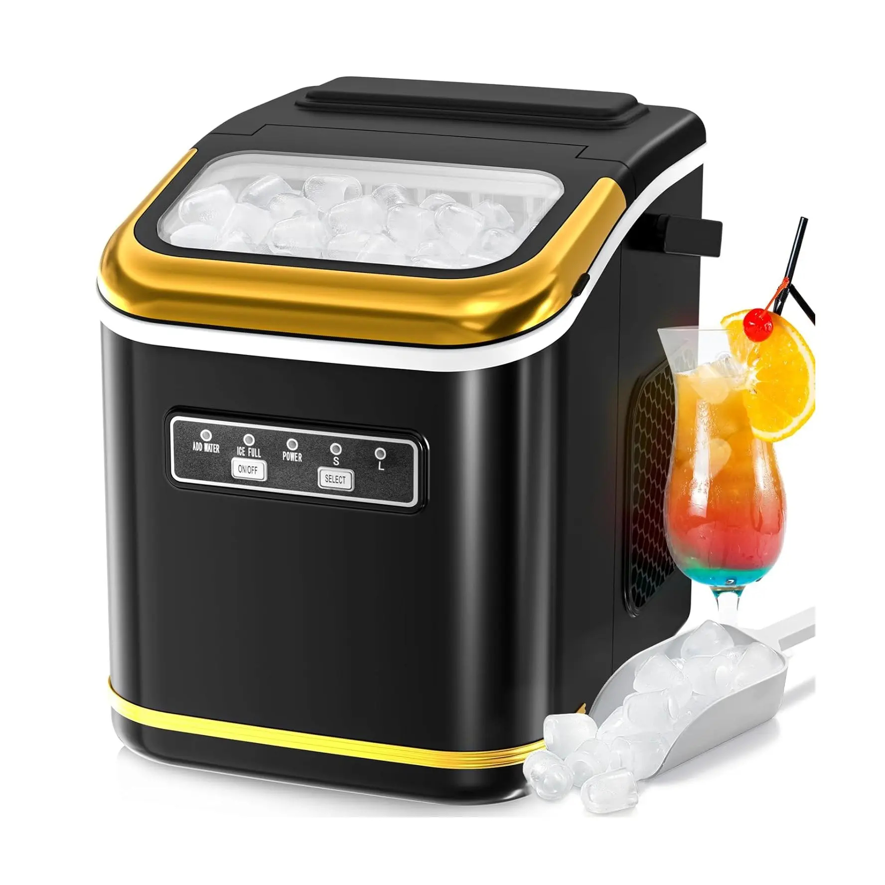 COWSAR Portable Bullet Ice Maker - Self-Cleaning Stainless Steel