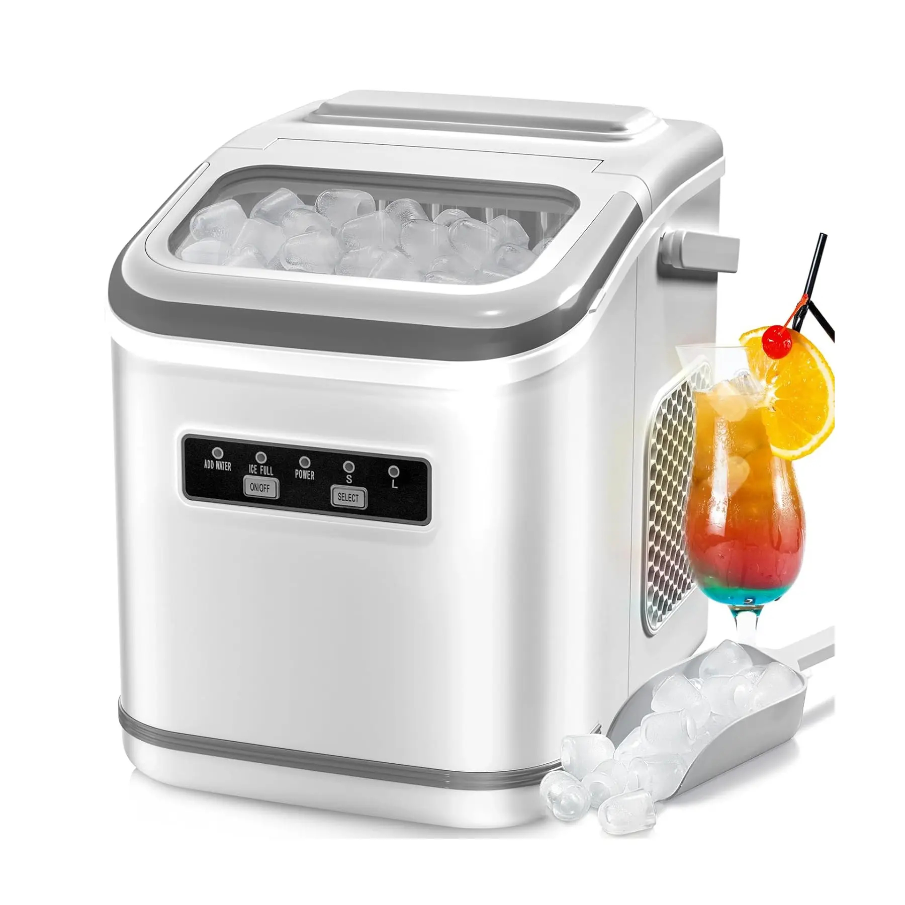 COWSAR Portable Bullet Ice Maker - Self-Cleaning Stainless Steel