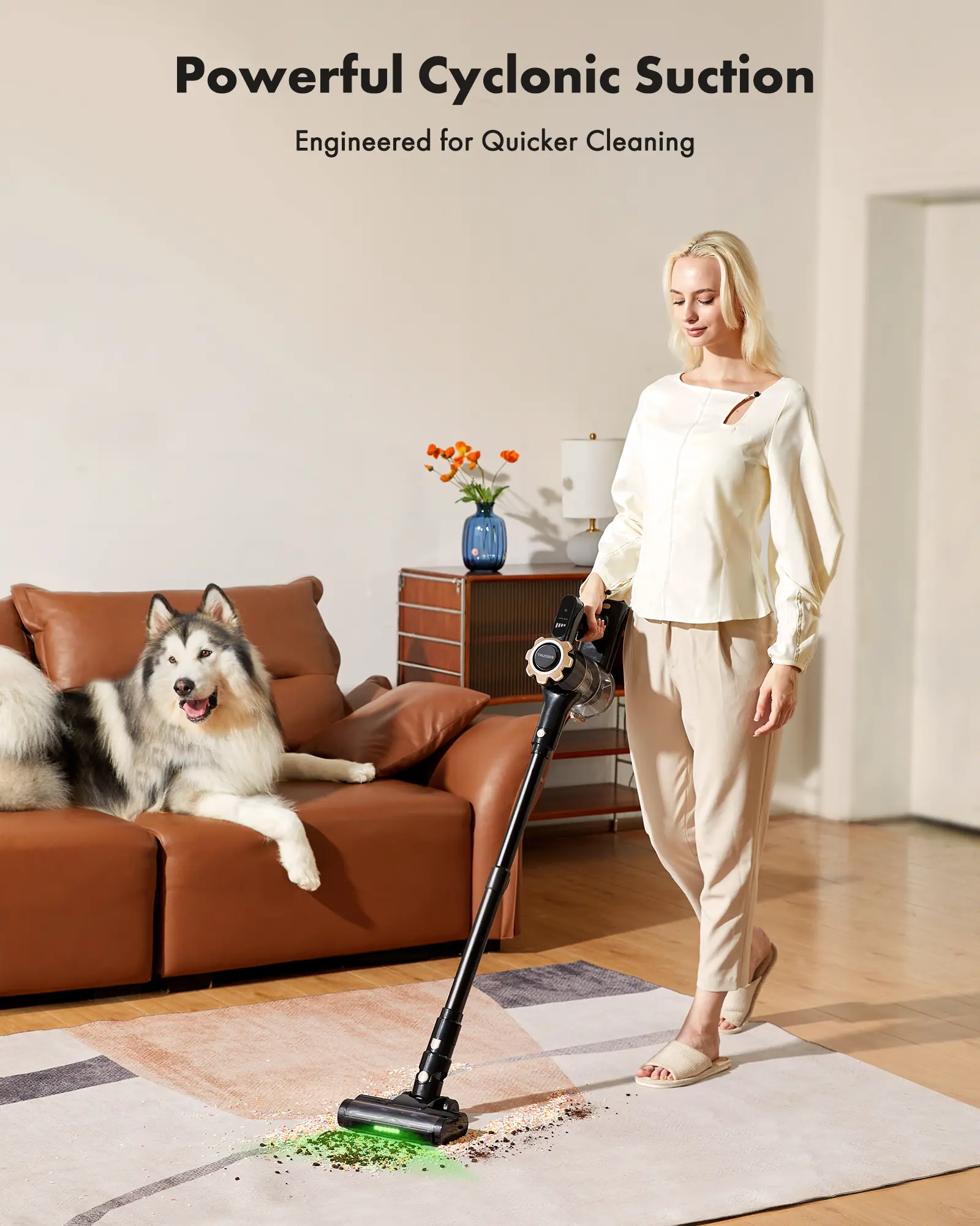 【lepaiyou 2026 Newly Upgraded】The Trucozie T350 cordless vacuum cleaner now features an upgraded green LED dust level indicator and an upright mode. Brought to you by lepaiyou, your trusted European retailer.