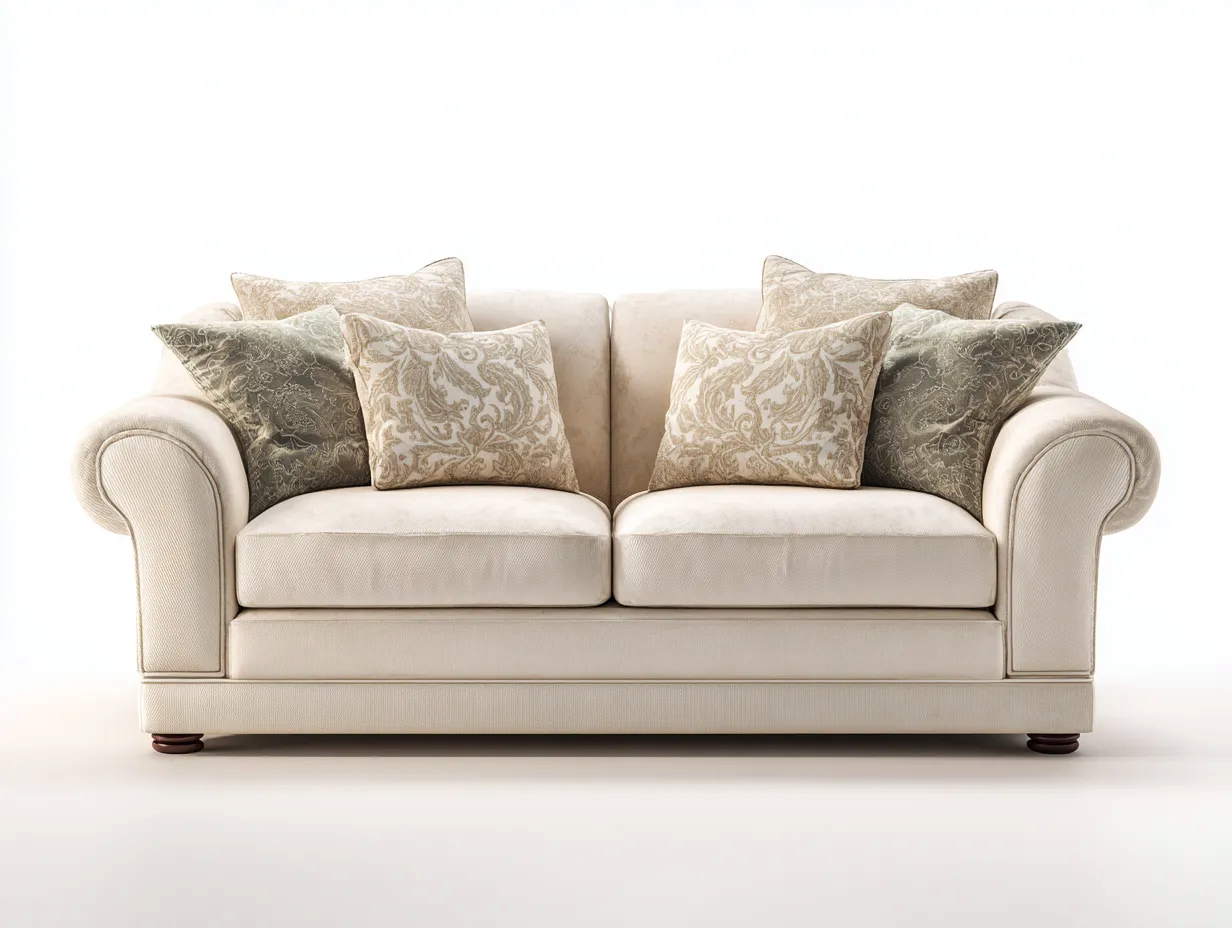Zweisitzer Sofa-Stoff-Holz-182 x 95 x 92 cm-Creme-Klassisches Design-Javiaiodwell