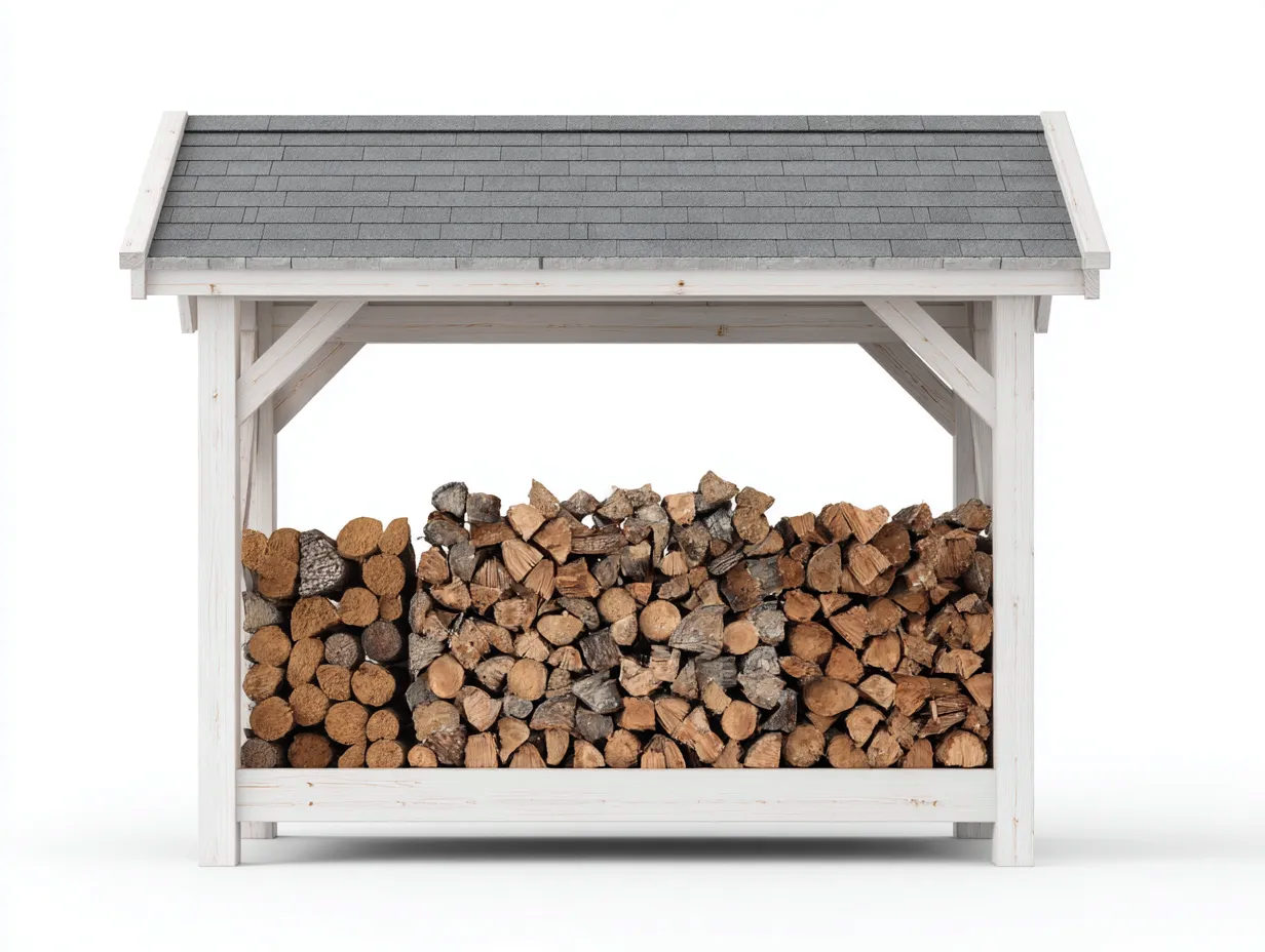 Kaminholzregal-Holz-Metall-150x60x120 cm-Weiß-Grau-Modernes Design-Javiaiodwell