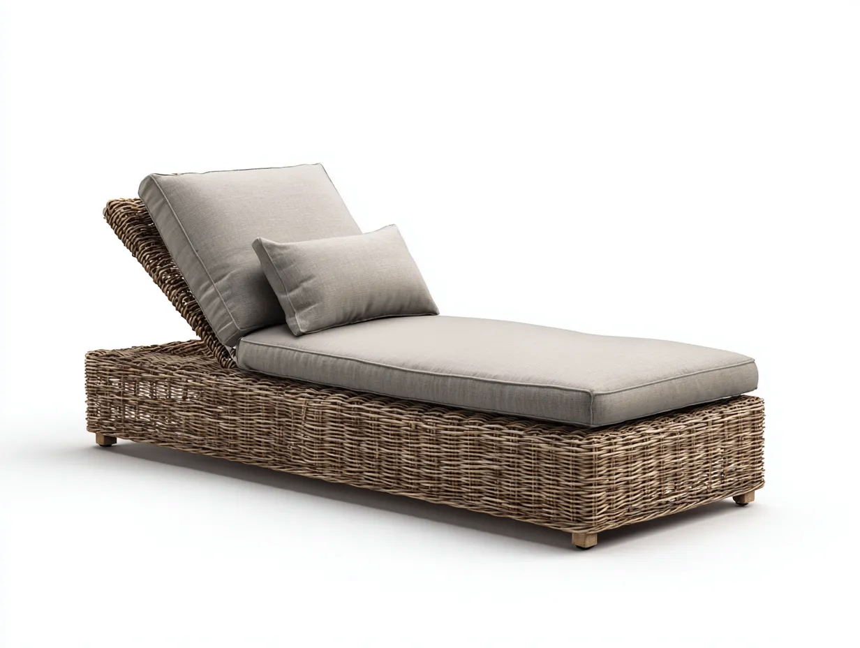 Sonnenliege-Rattan-Stoff-186 x 70 x 78 cm-Beige-Natur-Natürliches Gartendesign-Javiaiodwell