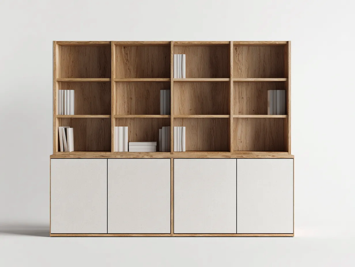 Bücherregal-MDF-Holz-210x42x165 cm-Weiß-Braun-Modernes Design-Javiaiodwell