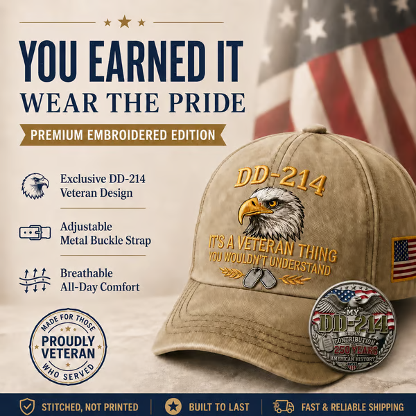 DD-214 Veteran 3D Embroidered Cap - “IT'S A VETERAN THING YOU WOULDN'T UNDERSTAND”🎁 Free Honor Coin With Every Cap 
